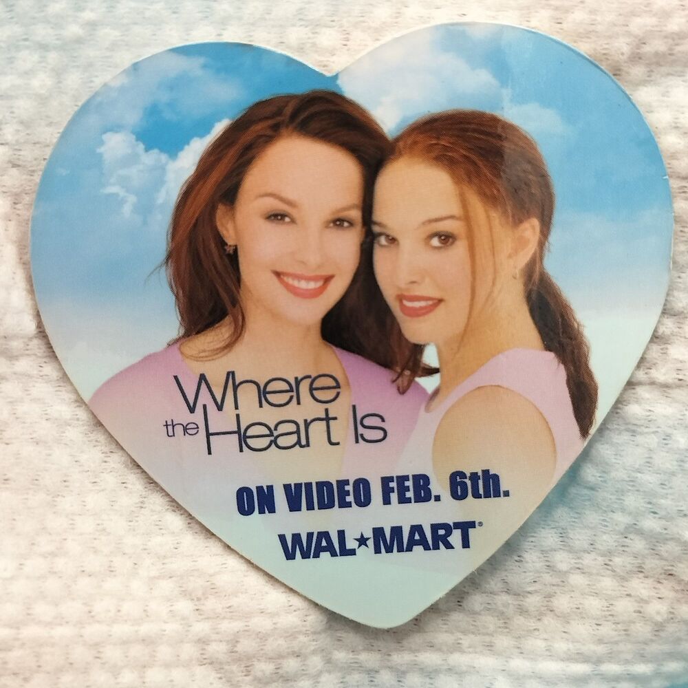 WHERE THE HEART IS Natalie Portman Pin Pinback Button Heart Shaped Ashley Judd